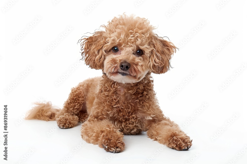 Flossy fluffy portrait smile Puppy dog Poodle looking at camera isolated on clear png background. Flossy fluffy portrait smile Puppy dog Poodle looking at camera isolated on clear png background.