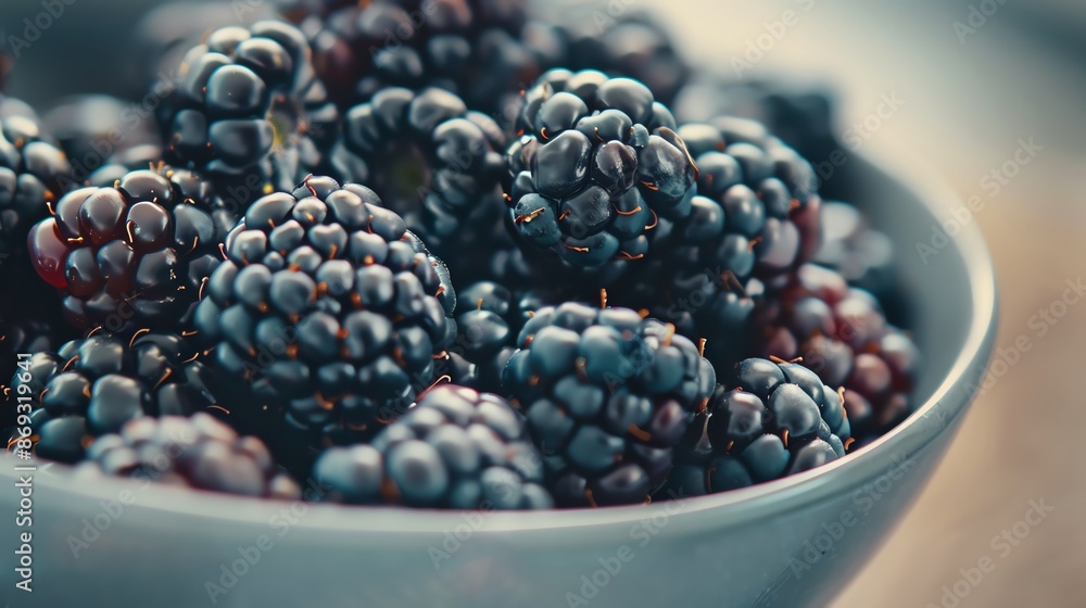 Plump blackberries, a low sugar fruit, in a bowl, highlighting their rich color and texture Plump blackberries, a low sugar fruit, in a bowl, highlighting their rich color and texture