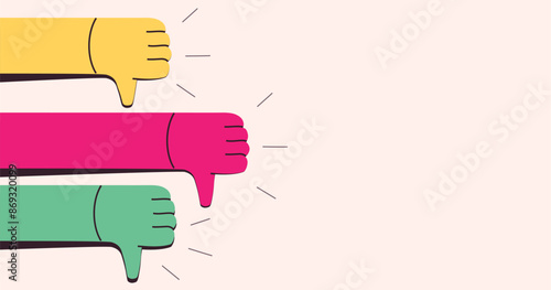 Illustration of hands with thumbs up in a row, radiating positivity and consensus in bright tones on a clean background