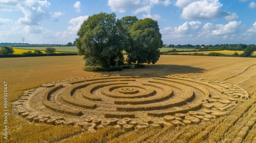 In 2024, mysterious crop circles appeared in a field in Wiltshire, England. In 2024, mysterious crop circles appeared in a field in Wiltshire, England.