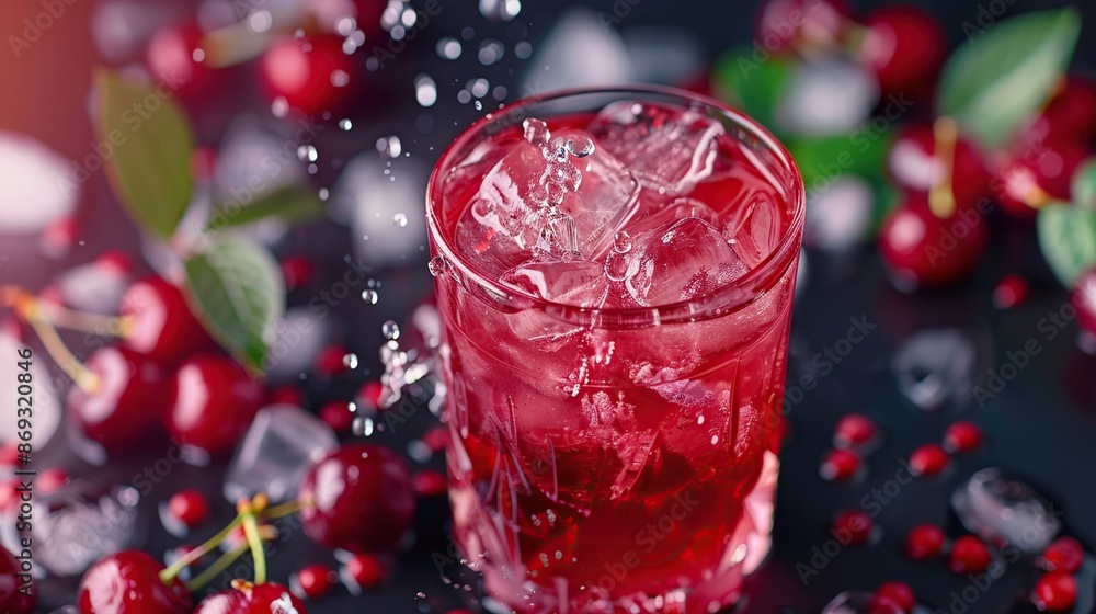 Refreshing Cherry Drink with Ice Refreshing Cherry Drink with Ice