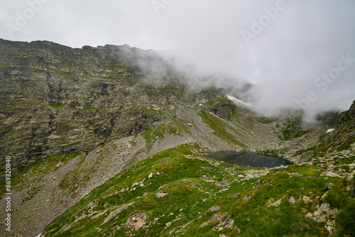 Landscape with Caltun Glacial Lake From Fagaras Mountains Romania