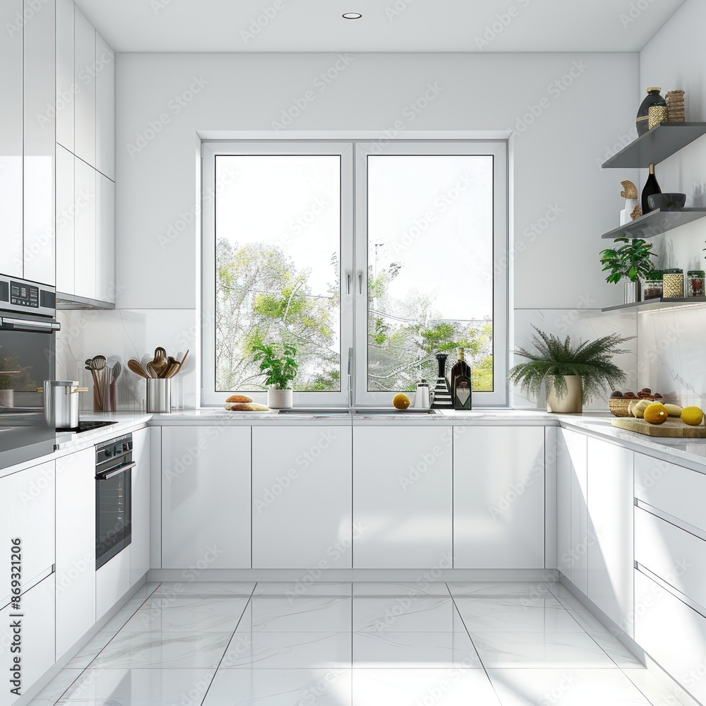 Fototapeta premium Interior design of modern kitchen with window