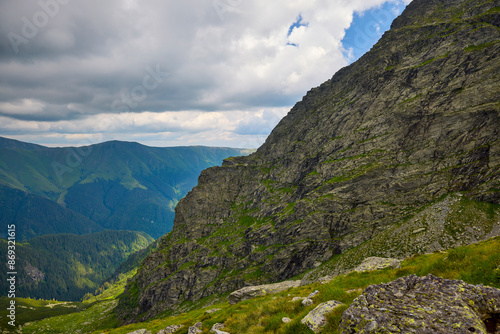 Landscape with the Fagarasi mountains in Romania on a summer day. photo