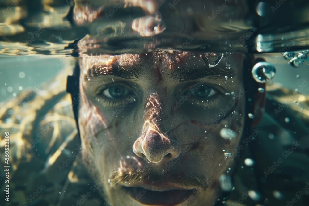 A person struggling to stay afloat in the water A person struggling to stay afloat in the water