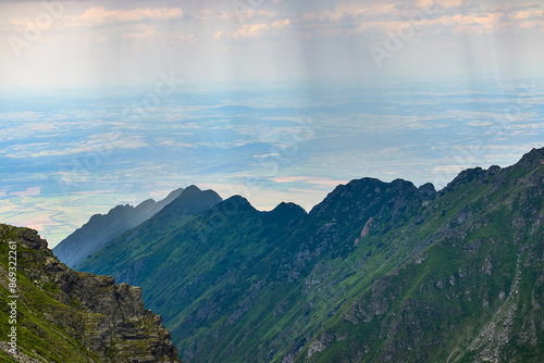 Landscape with the Fagarasi mountains in Romania on a summer day. photo