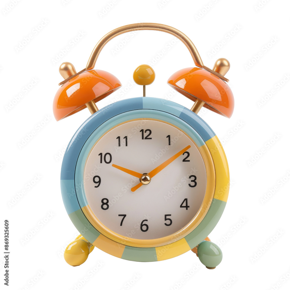 Cute Colorful Alarm Clock isolated on white background Cute Colorful Alarm Clock isolated on white background