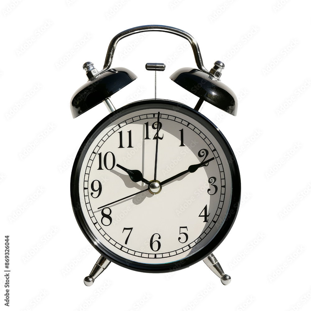 Classic Black Alarm Clock isolated on white background Classic Black Alarm Clock isolated on white background