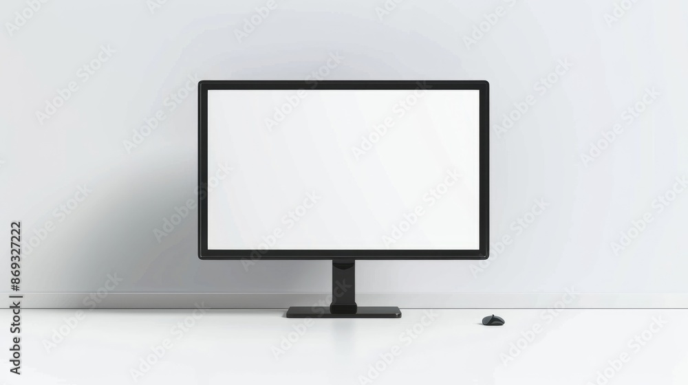 Blank Computer Monitor on White Desk Blank Computer Monitor on White Desk