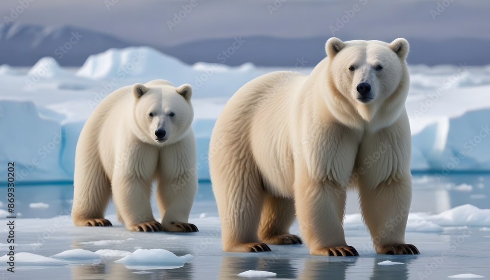 Fototapeta premium Polar bears master of the Arctic are iinspiring creatures perfectly adapted to the icy wilderness