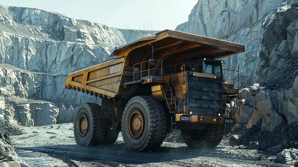 Mining. Removing minerals with a huge yellow mining truck. Coal industry. Mining. Removing minerals with a huge yellow mining truck. Coal industry.