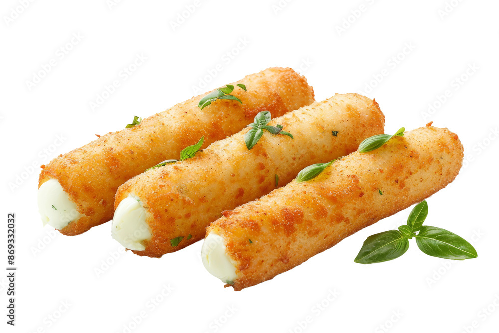 Crispy Mozzarella Stick Isolated on Transparent Background