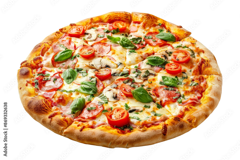 Freshly Baked Pepperoni Pizza Isolated on Transparent Background Freshly Baked Pepperoni Pizza Isolated on Transparent Background