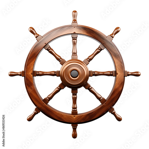 Ship Steering Wheel Isolated on Transparent Background
