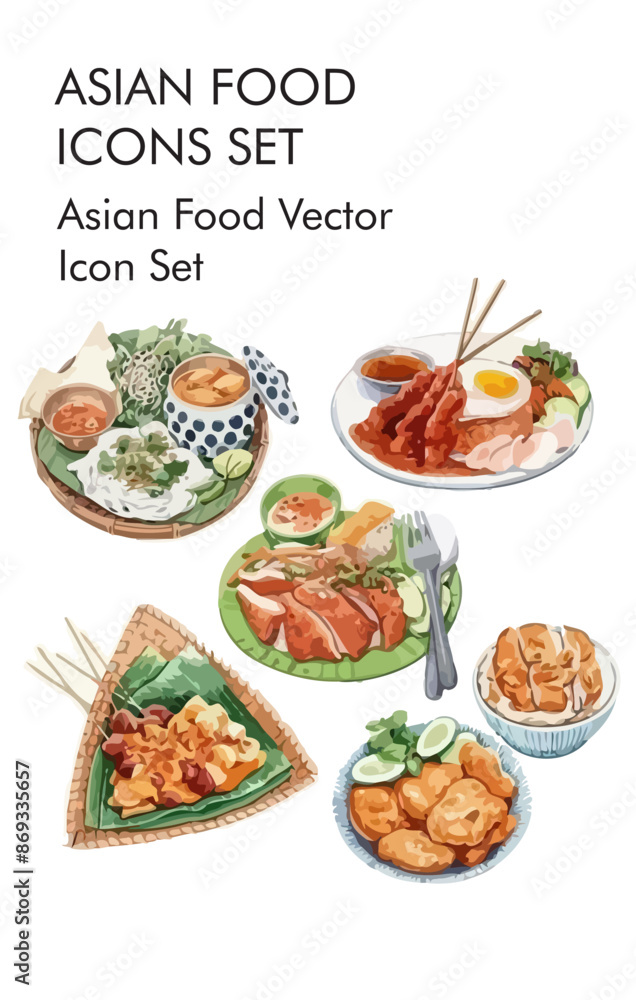 Asian food logo vector Icon set Asian food logo vector Icon set
