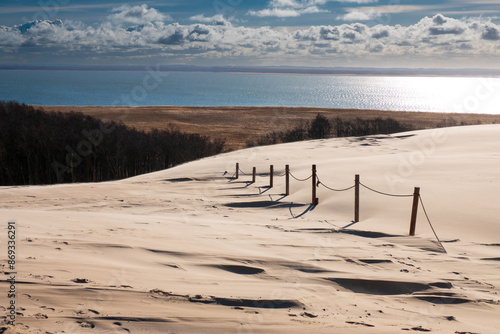 Fototapeta Naklejka Na Ścianę i Meble -  Beautiful dunesscenery of the Slowinski National Park by the Baltic Sea, Leba. Poland