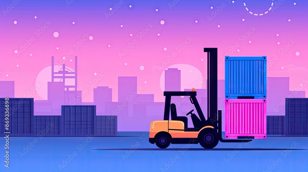 art of a forklift shipping containers in an industrial dock area art of a forklift shipping containers in an industrial dock area
