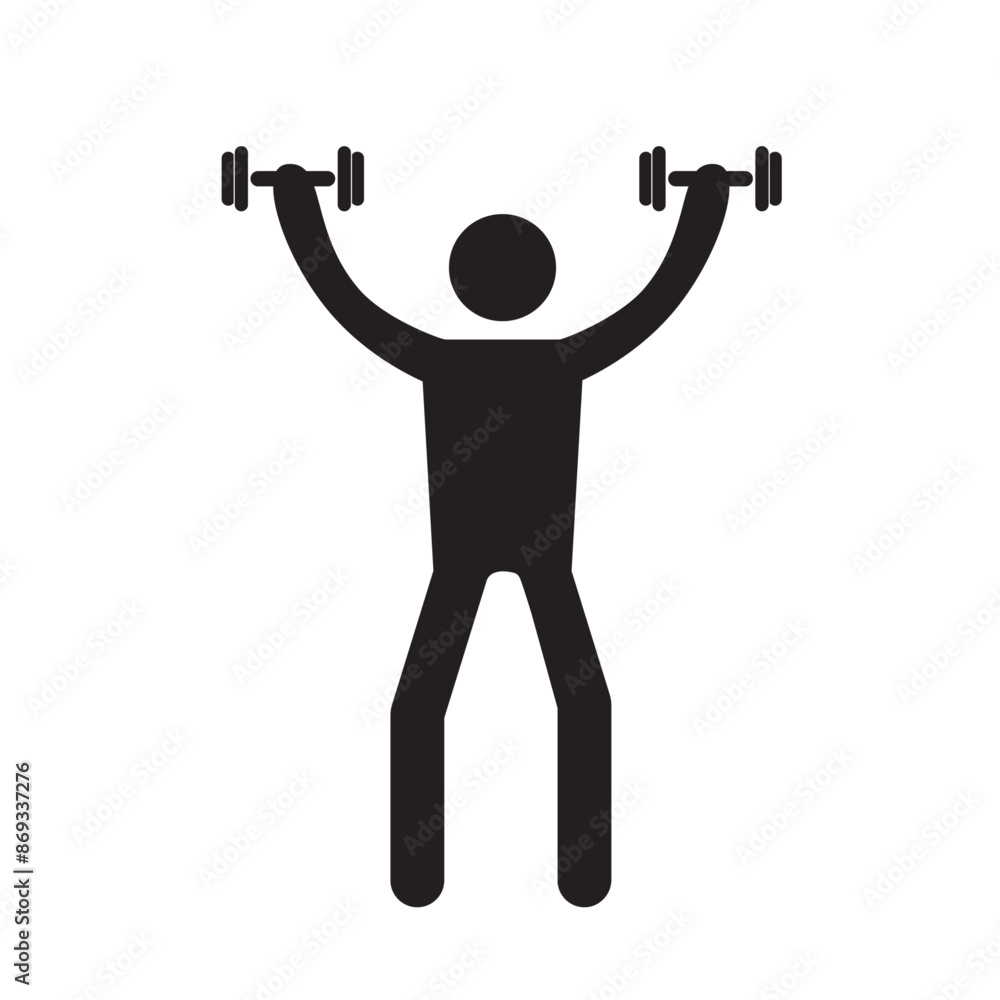 vector flat icon of person lifting barbell vector flat icon of person lifting barbell
