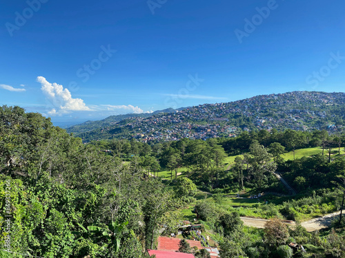 Disorderly housing community in the rugged terrain of a mountainous city.