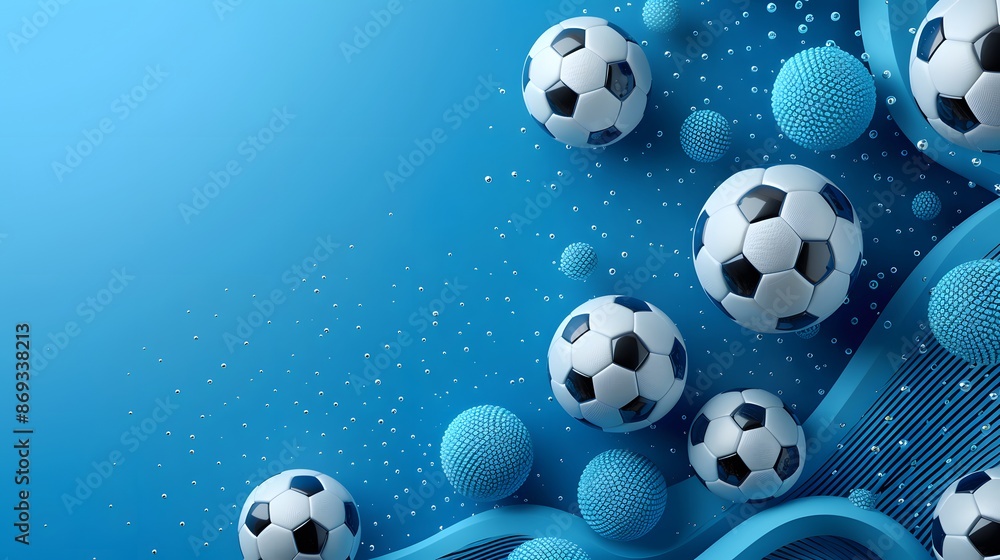 Abstract Soccer Balls on Blue Background. Abstract Soccer Balls on Blue Background.