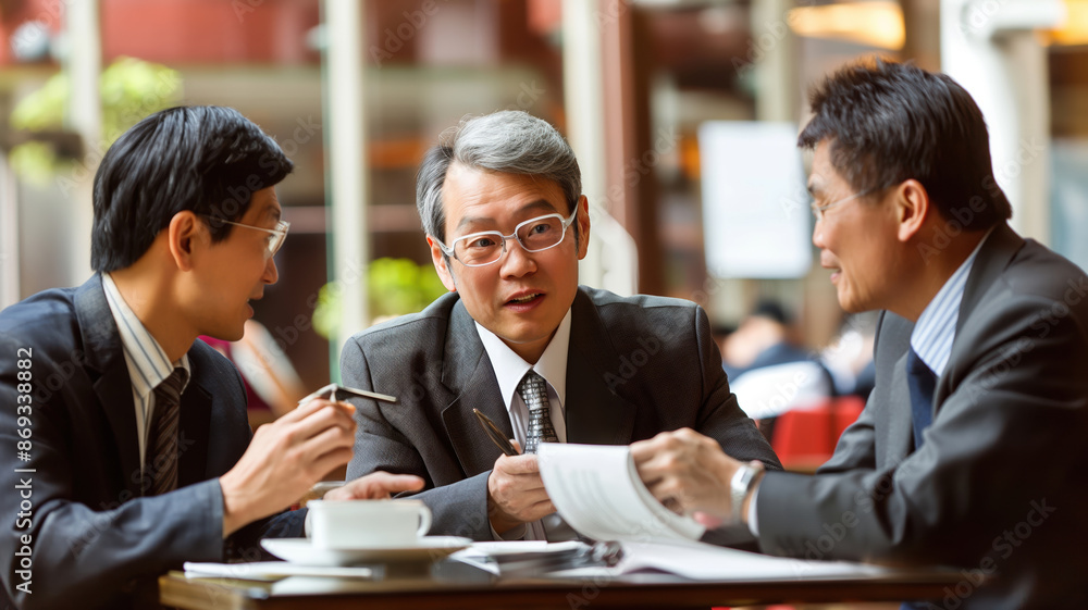 Business team of smiling people having a conversation at a business conference Business team of smiling people having a conversation at a business conference