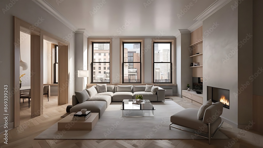 Modern living room in townhouse. 3d rendering Modern living room in townhouse. 3d rendering