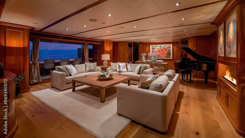 Luxury Yacht Interior - Cozy Living Room Luxury Yacht Interior - Cozy Living Room