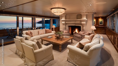 Luxury Yacht Interior - Cozy Living Room