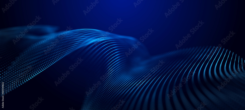 Abstract wave. Interweaving of dots and lines on a blue background. Big data. 3D rendering. Abstract wave. Interweaving of dots and lines on a blue background. Big data. 3D rendering.