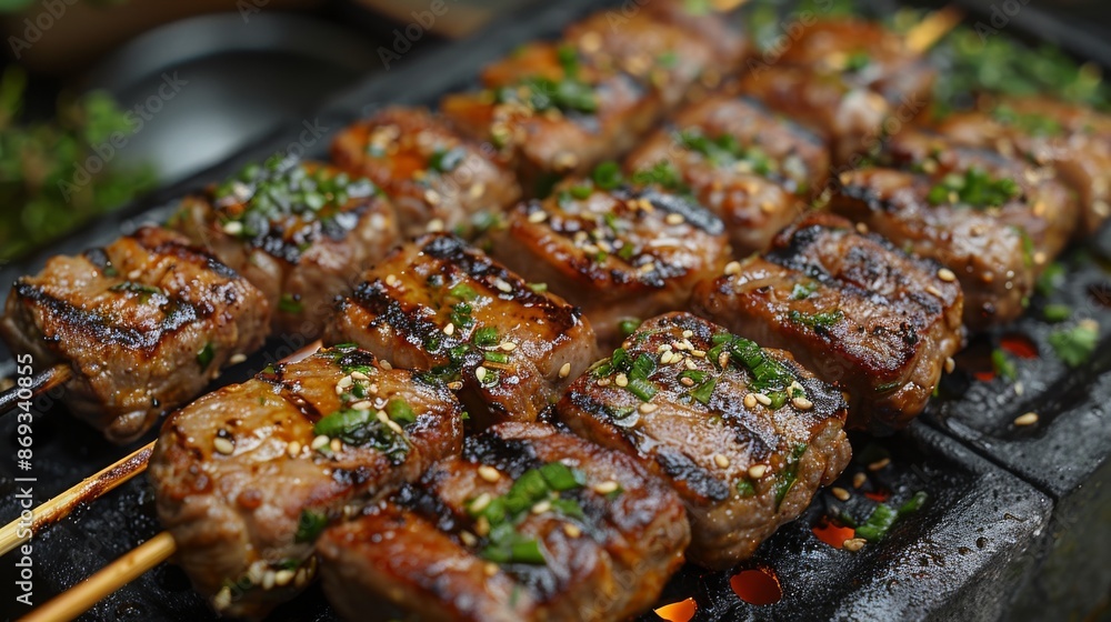 Grilled Plant-Based Meat Skewers with Herbs - Concept Plant-Based or Vegan Food Grilled Plant-Based Meat Skewers with Herbs - Concept Plant-Based or Vegan Food