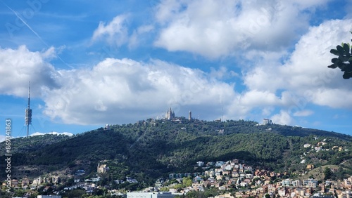 view of castle on a mountain in Barcelona Spain