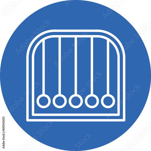 Newtons cradle line circle icon