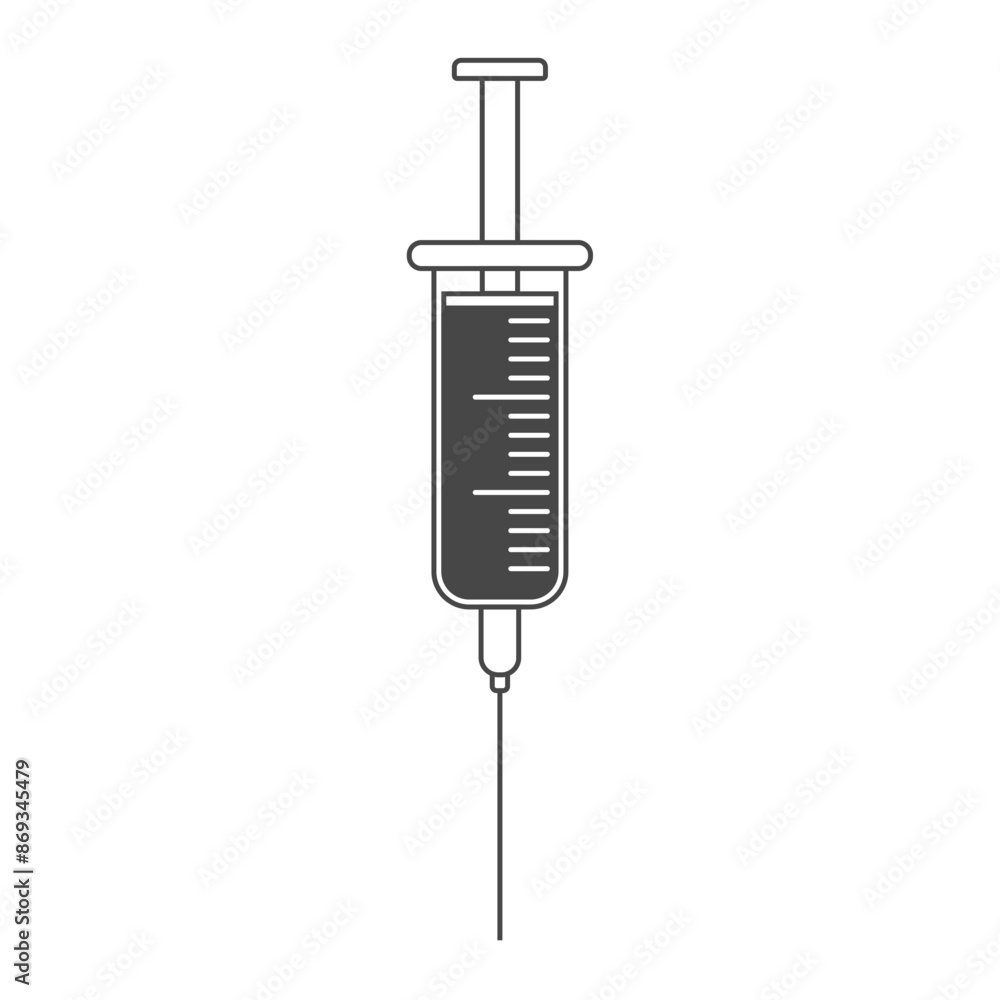 Syringe with liquid icon in linear style. Editable stroke. Contour medical syringe sign Syringe with liquid icon in linear style. Editable stroke. Contour medical syringe sign