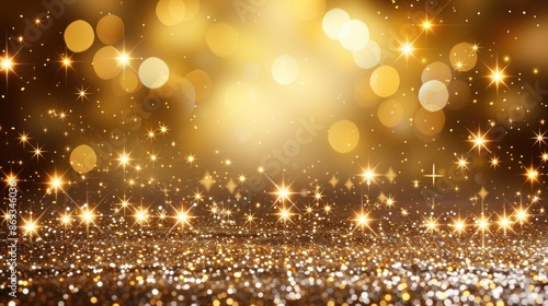 A gold background with many glittering stars © AdriFerrer