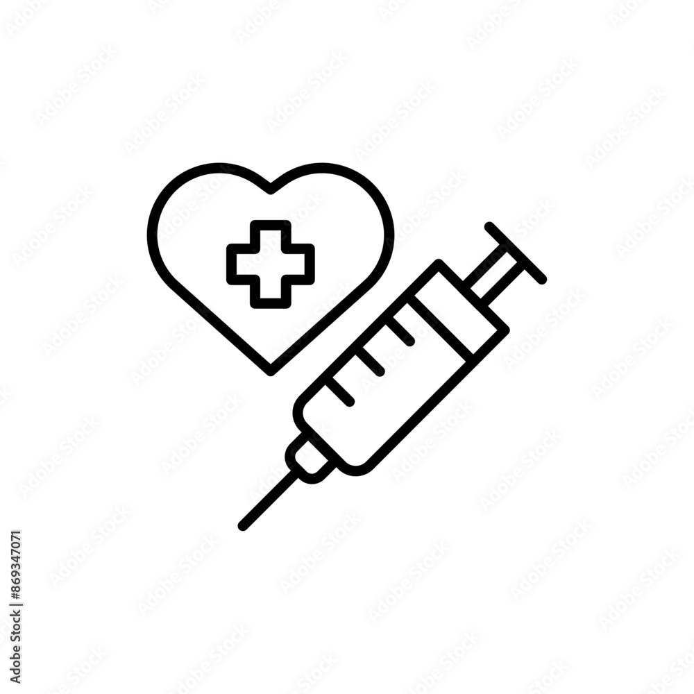 Fototapeta premium Syringe medicine outline icons, minimalist vector illustration ,simple transparent graphic element .Isolated on white background