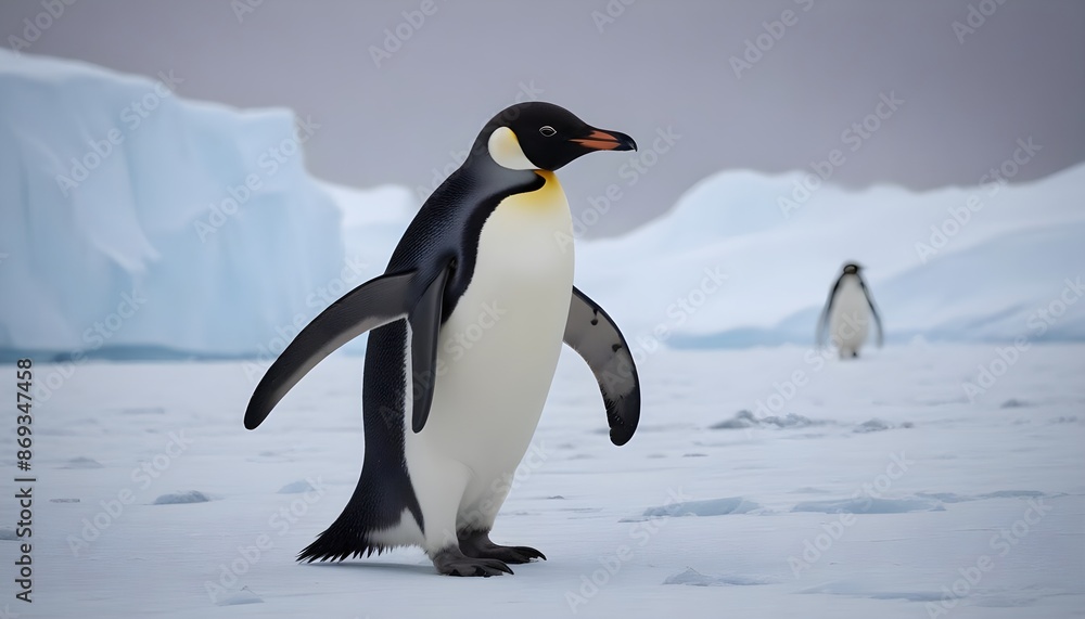 Obraz premium In icy Antarctica penguins dance and thrive, defying the harshness of their environment with their resilient spirits 