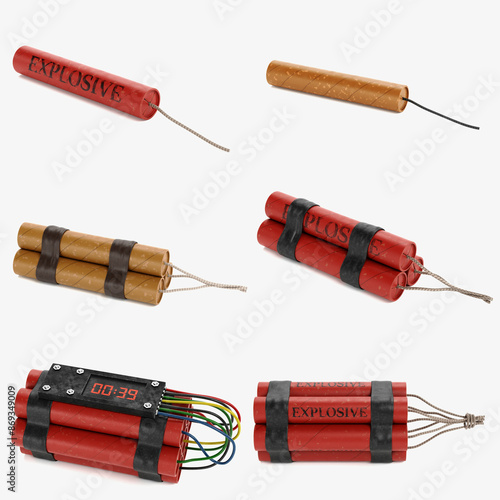 Realistic 3D Render of Dynamites