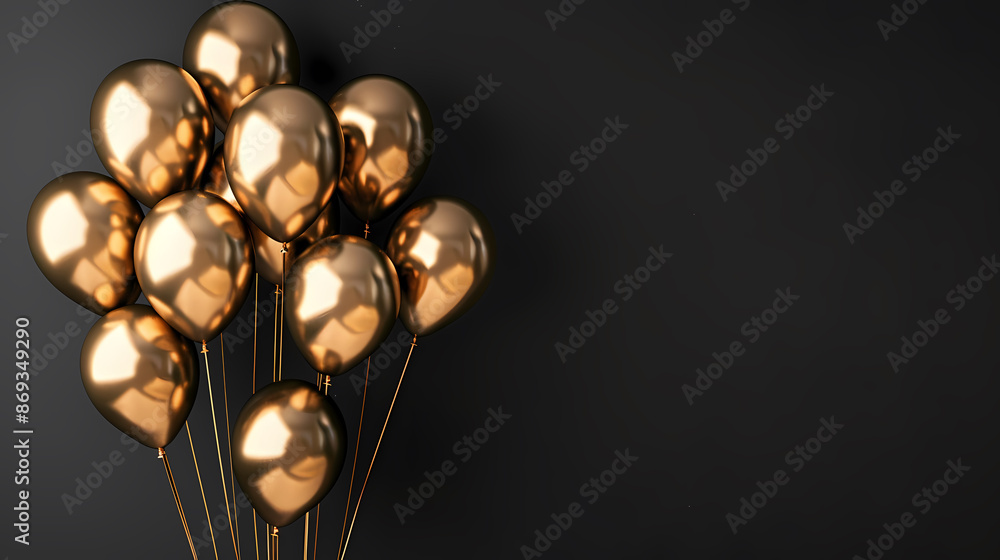 A bunch of gold metallic balloons A bunch of gold metallic balloons