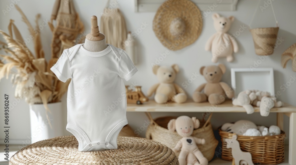 Adorable Baby Onesie Mockup with Beautiful Toys in Hyper Realistic Styled Photography Adorable Baby Onesie Mockup with Beautiful Toys in Hyper Realistic Styled Photography