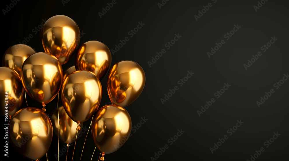 A bunch of gold metallic balloons A bunch of gold metallic balloons