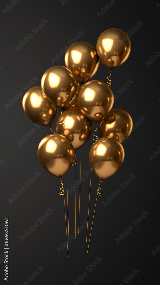 A bunch of gold metallic balloons A bunch of gold metallic balloons