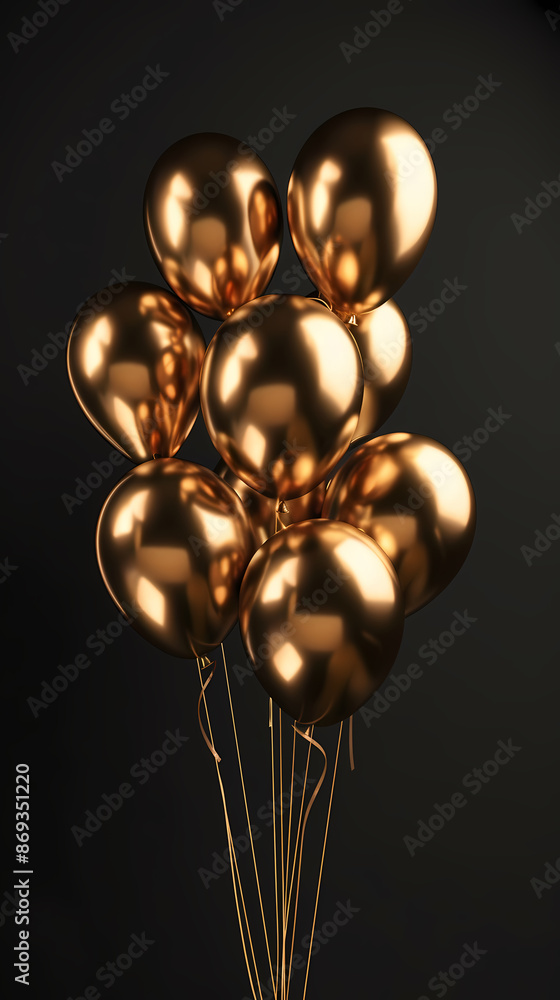 A bunch of gold metallic balloons A bunch of gold metallic balloons