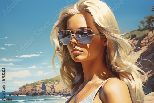 Summer girl on the beach sunglasses outdoors summer.  © Rawpixel.com
