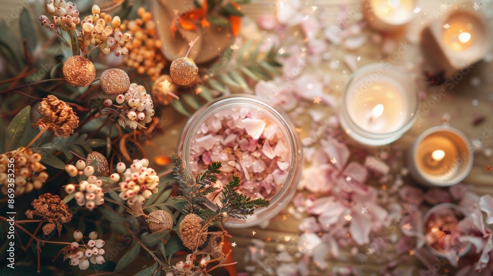 Cozy setting with candles and flowers Cozy setting with candles and flowers