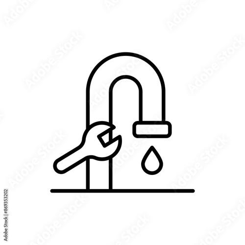 Pipe repair outline icons, minimalist vector illustration ,simple transparent graphic element .Isolated on white background