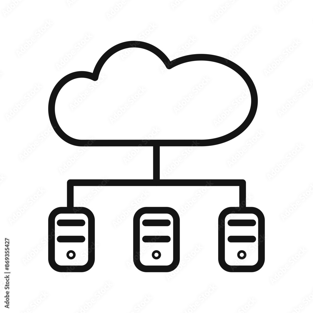 Cloud Data Center icon mark in filled style Cloud Data Center icon mark in filled style