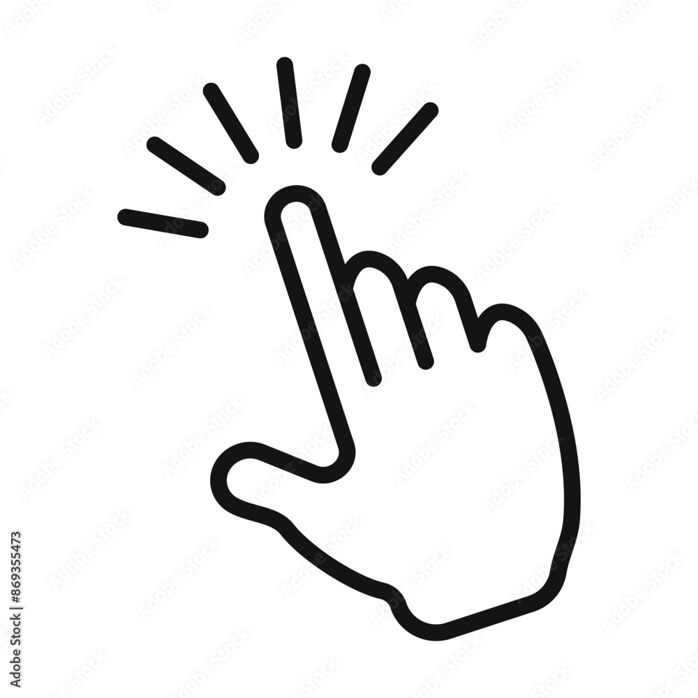 Computer hand cursor click icon mark in filled style Computer hand cursor click icon mark in filled style