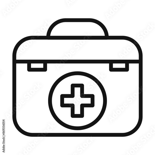 First aid medical kit icon mark in filled style