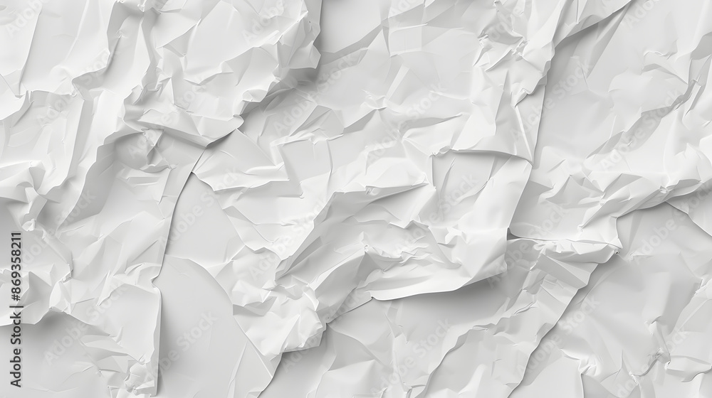 Obraz premium White crumpled paper texture background, generative ai