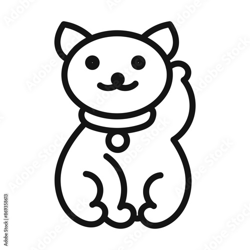 maneki neko doodle icon mark in filled style